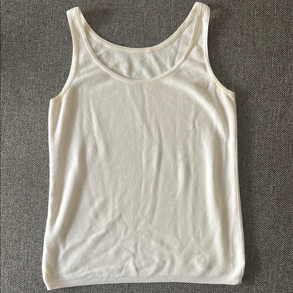 Vintage Celine Cream Sleeveless Fitted Tank Top